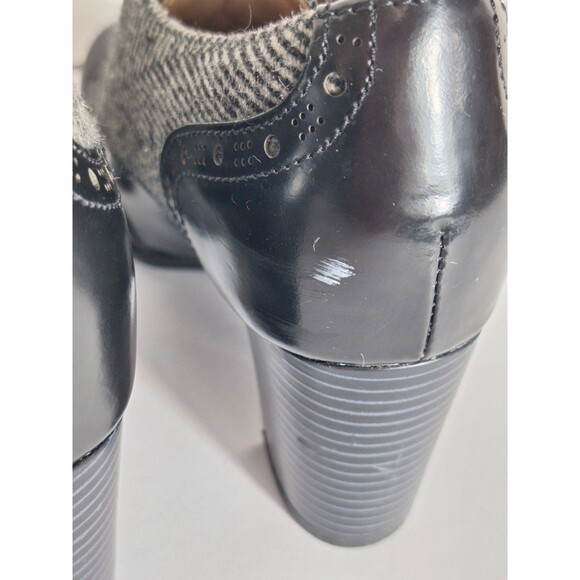 CLARKS Artisan Black/Gray Oxford Heels Womens Sz 6.5 Whimsigoth Victorian Witchy - Picture 7 of 11